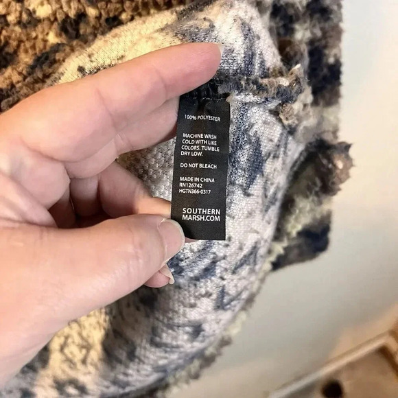 Southern Marsh Pullover Men's Large Aztec Brown Fleece Polyester 1/4 Zip - Picture 5 of 6